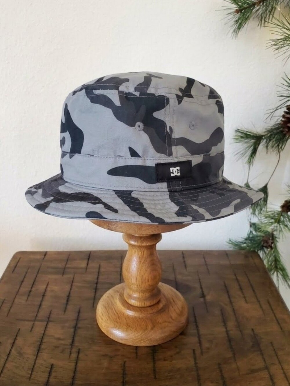 DC Deep End Camo Bucket Hat Black Grey Streetwear Unisex Y2K